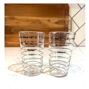 vintage Libbey midcentury modern drinking glasses x2 barware cocktails juice